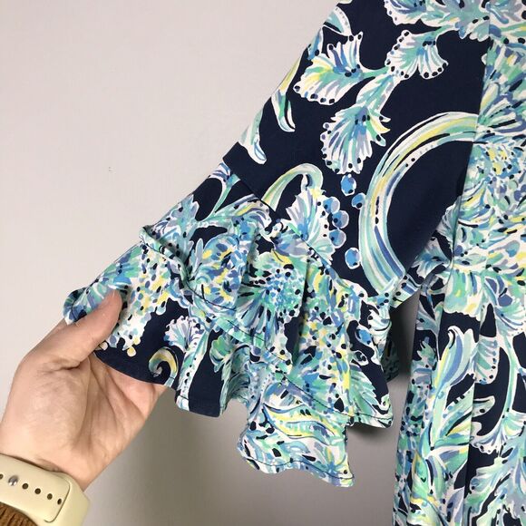 Lilly Pulitzer Size Medium Lula Romper High Tide Navy Scuba Doo Jumper Blue - Picture 10 of 16